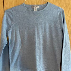 Sutton Studio Women's Petite Sky Blue Merino Wool Vest